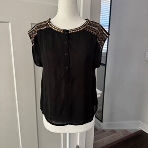 XS Urban Outfitters black and gold button-up blouse